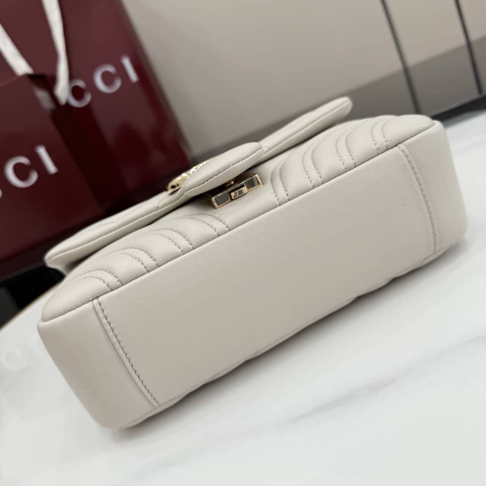 Gucci Marmont Leather Small Light Gray Shoulder Bag_3_155701 Gucci Marmont Leather Small Light Gray Shoulder Bag