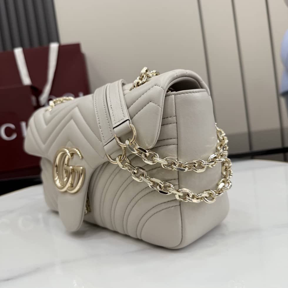 Gucci Marmont Leather Medium Light Gray Shoulder Bag_2_155711 Gucci Marmont Leather Medium Light Gray Shoulder Bag