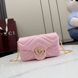 Gucci Marmont Leather Mini Light Pink Shoulder Bag