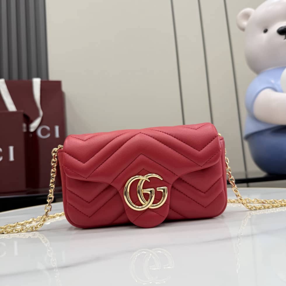 Gucci Marmont Leather Mini Red Shoulder Bag_10_155751 Gucci Marmont Leather Mini Red Shoulder Bag