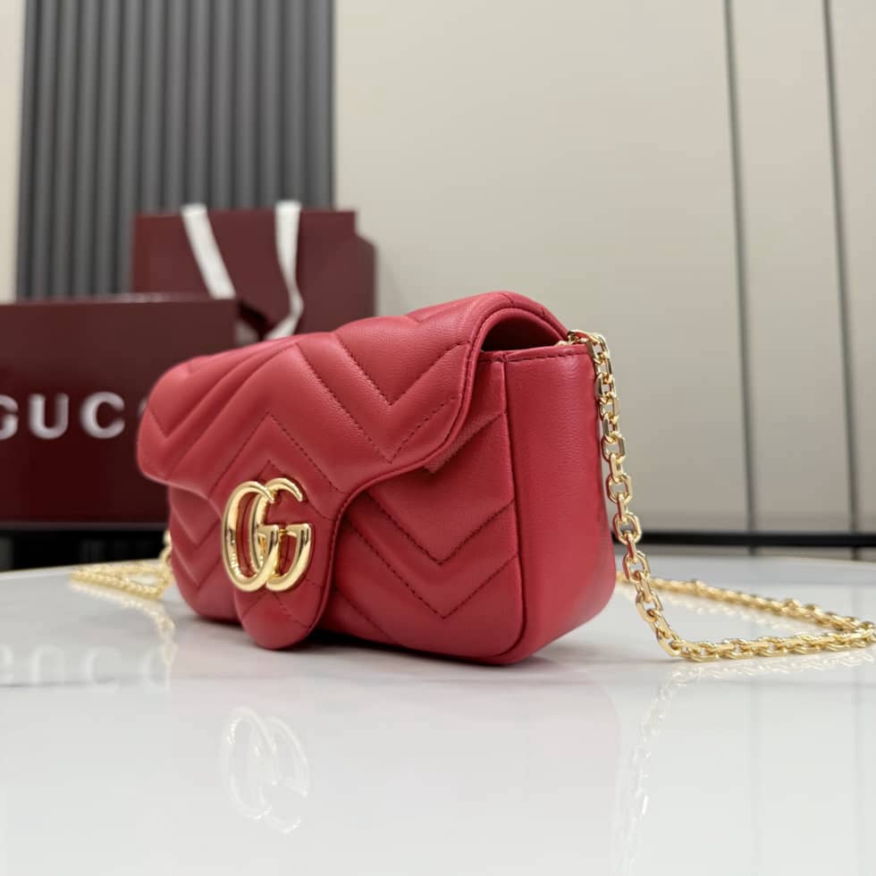 Gucci Marmont Leather Mini Red Shoulder Bag_2_155751 Gucci Marmont Leather Mini Red Shoulder Bag