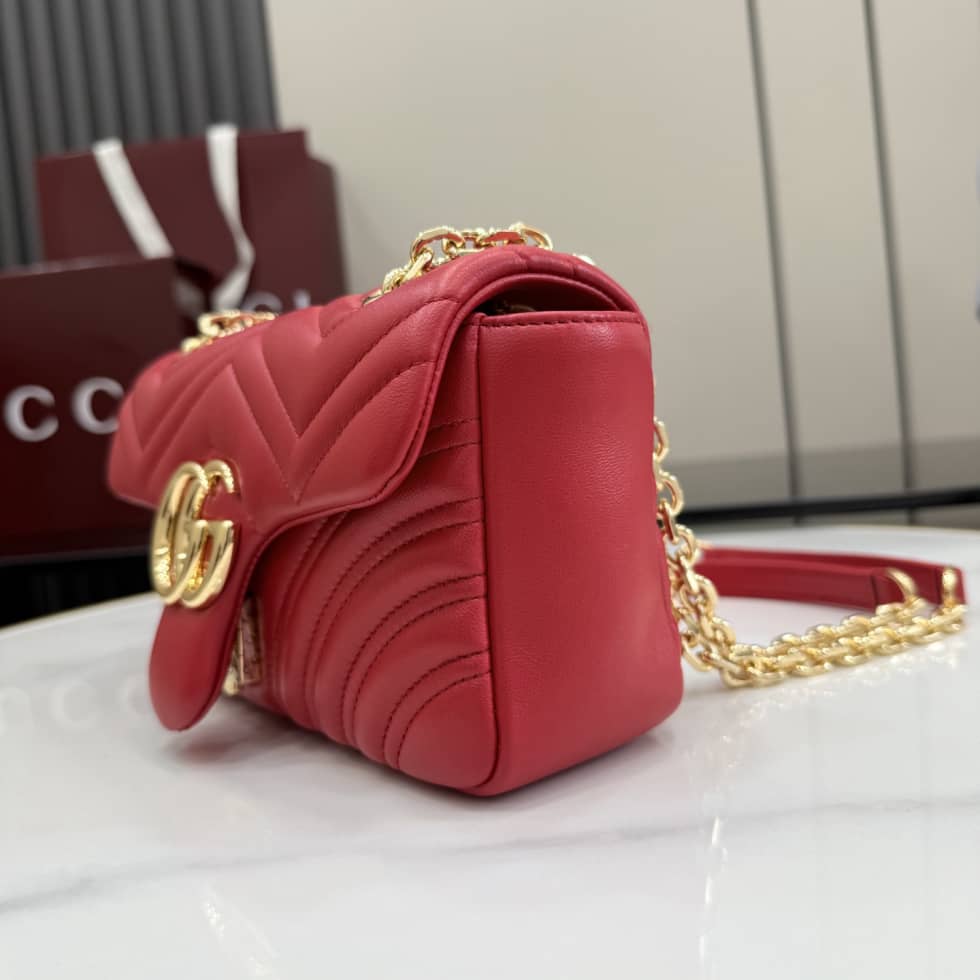 Gucci Marmont Leather Small Red Shoulder Bag_2_155761 Gucci Marmont Leather Small Red Shoulder Bag