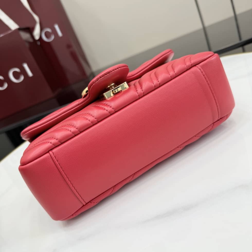 Gucci Marmont Leather Small Red Shoulder Bag_3_155761 Gucci Marmont Leather Small Red Shoulder Bag