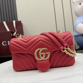 Gucci Marmont Leather Medium Red Shoulder Bag