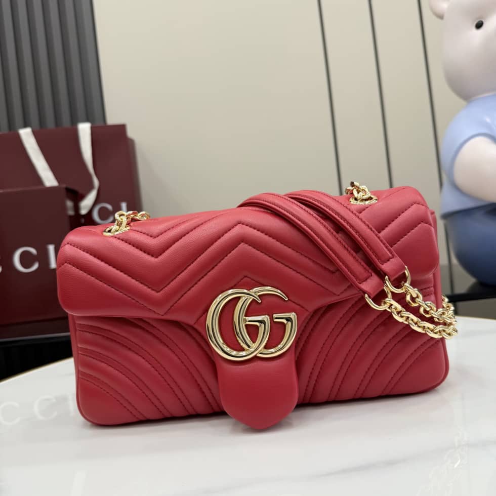 Gucci Marmont Leather Medium Red Shoulder Bag_10_155771 Gucci Marmont Leather Medium Red Shoulder Bag