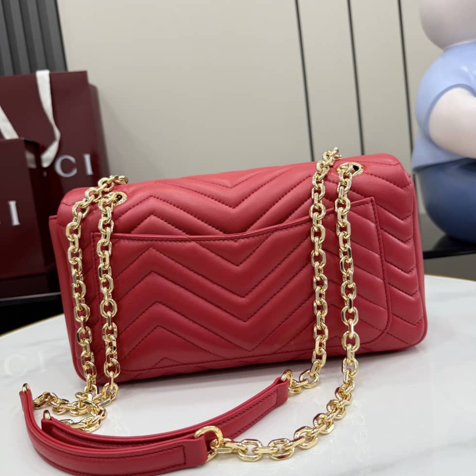 Gucci Marmont Leather Medium Red Shoulder Bag_1_155771 Gucci Marmont Leather Medium Red Shoulder Bag