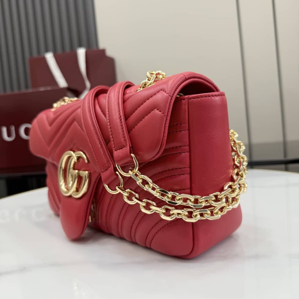 Gucci Marmont Leather Medium Red Shoulder Bag_2_155771 Gucci Marmont Leather Medium Red Shoulder Bag