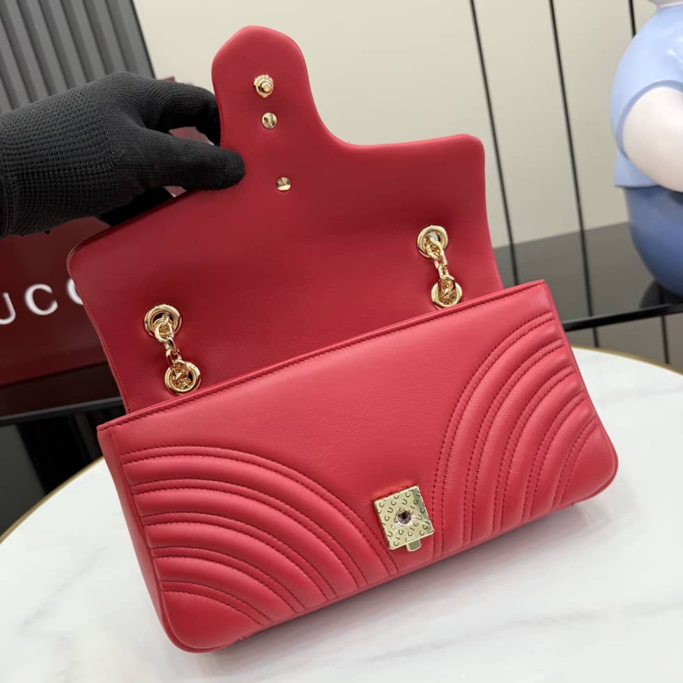 Gucci Marmont Leather Medium Red Shoulder Bag_6_155771 Gucci Marmont Leather Medium Red Shoulder Bag
