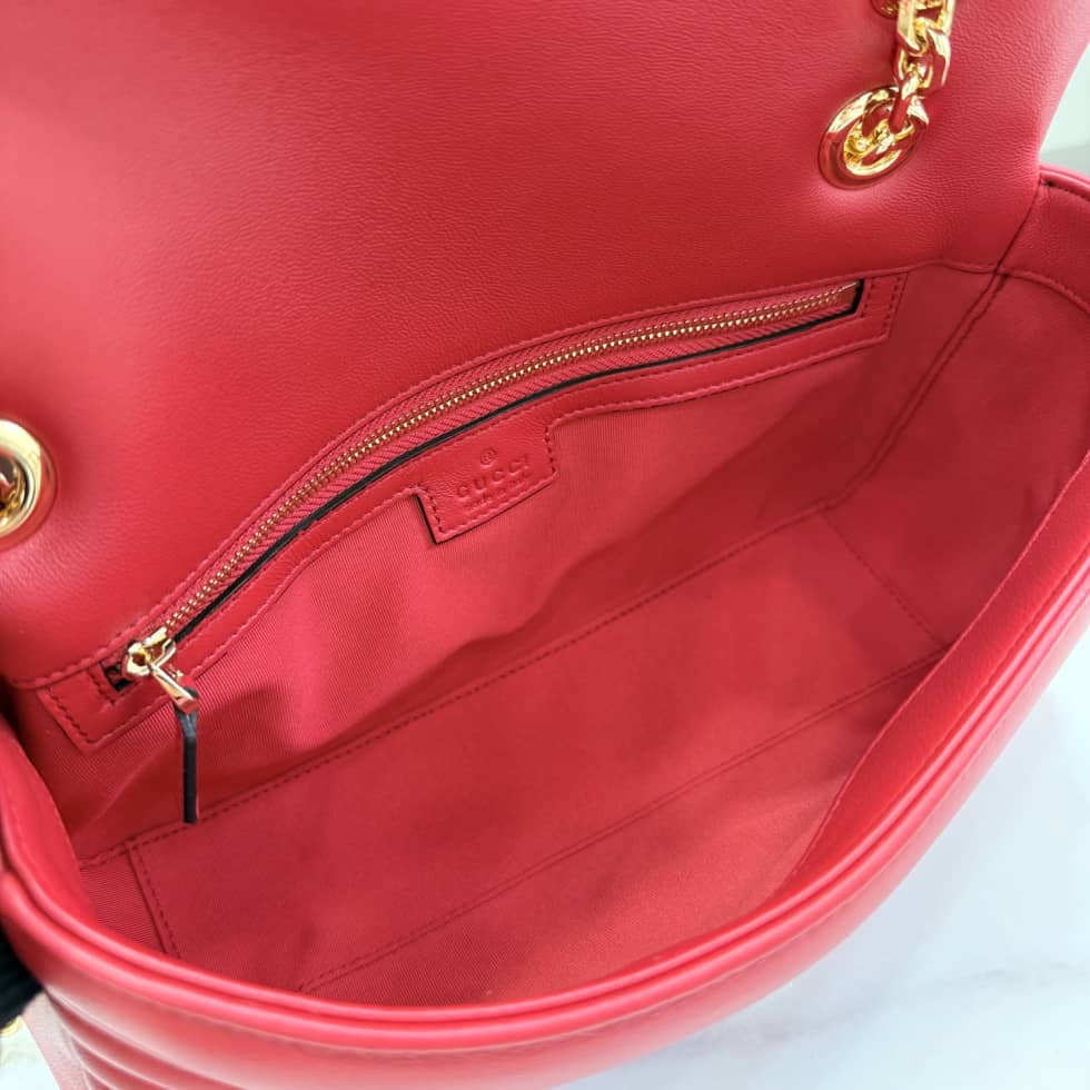 Gucci Marmont Leather Medium Red Shoulder Bag_7_155771 Gucci Marmont Leather Medium Red Shoulder Bag