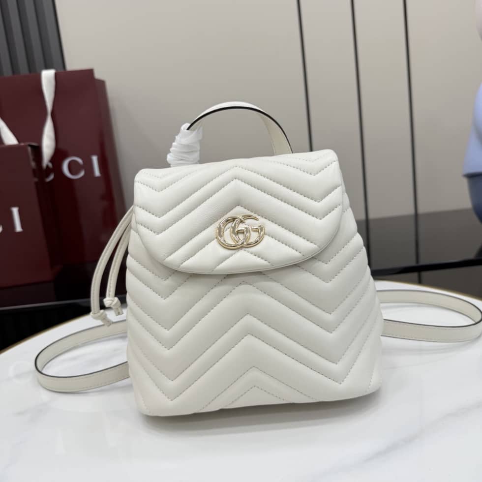 Gucci Marmont Lambskin Mini White Backpack_10_155781 Gucci Marmont Lambskin Mini White Backpack