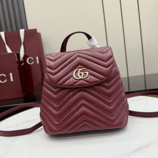 Gucci Marmont Lambskin Mini Burgundy Backpack