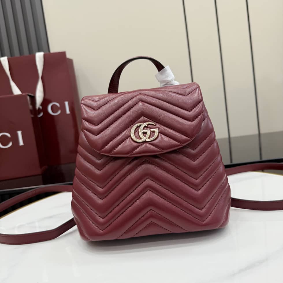 Gucci Marmont Lambskin Mini Burgundy Backpack_10_155801 Gucci Marmont Lambskin Mini Burgundy Backpack