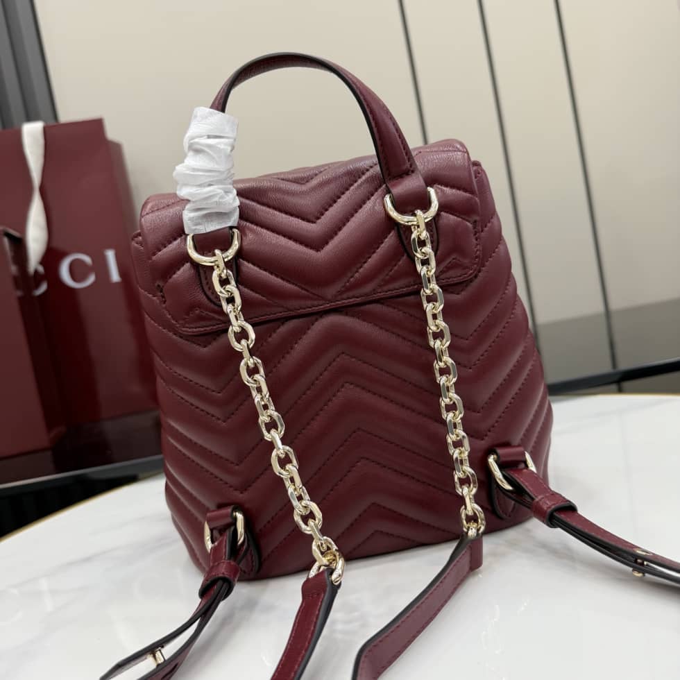 Gucci Marmont Lambskin Mini Burgundy Backpack_1_155801 Gucci Marmont Lambskin Mini Burgundy Backpack
