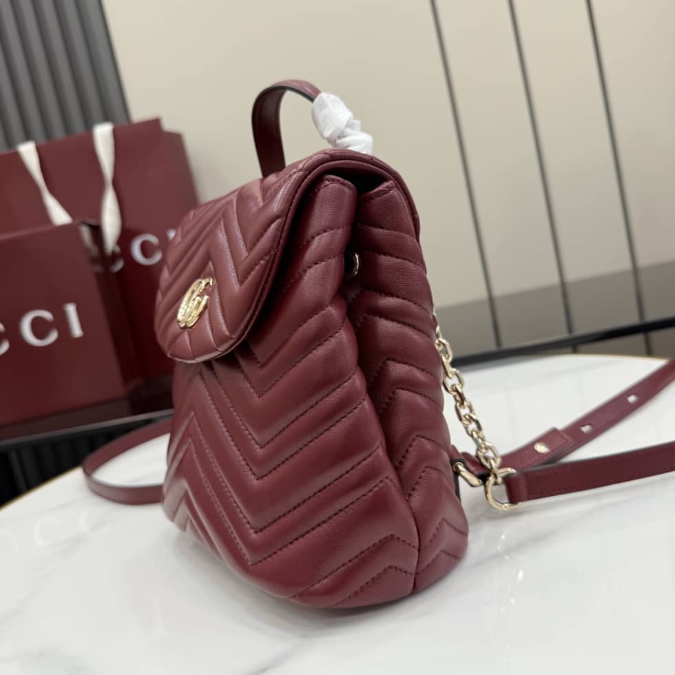 Gucci Marmont Lambskin Mini Burgundy Backpack_2_155801 Gucci Marmont Lambskin Mini Burgundy Backpack