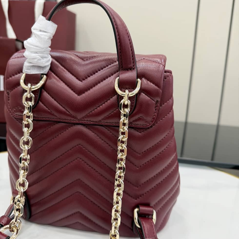 Gucci Marmont Lambskin Mini Burgundy Backpack_4_155801 Gucci Marmont Lambskin Mini Burgundy Backpack