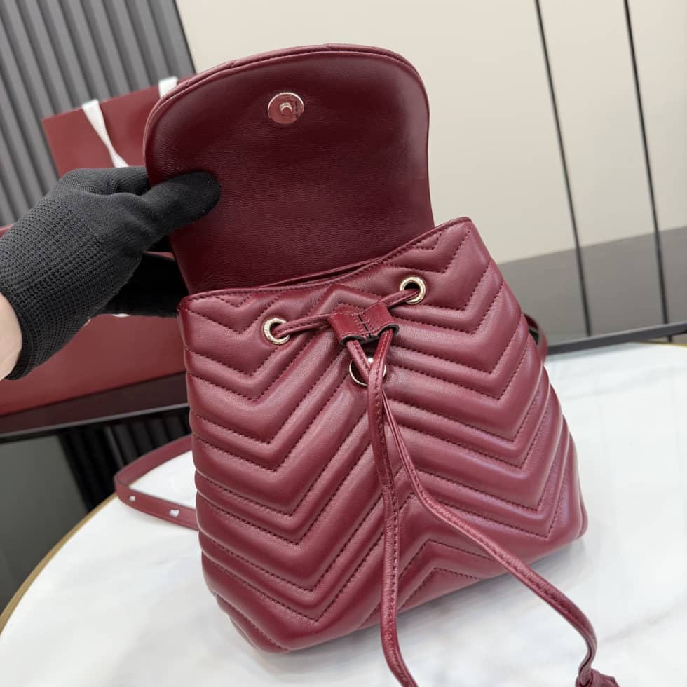 Gucci Marmont Lambskin Mini Burgundy Backpack_6_155801 Gucci Marmont Lambskin Mini Burgundy Backpack