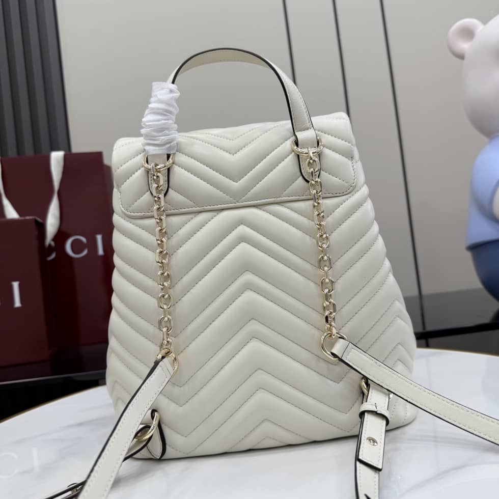 Gucci Marmont Leather Small White Backpack_1_155821 Gucci Marmont Leather Small White Backpack