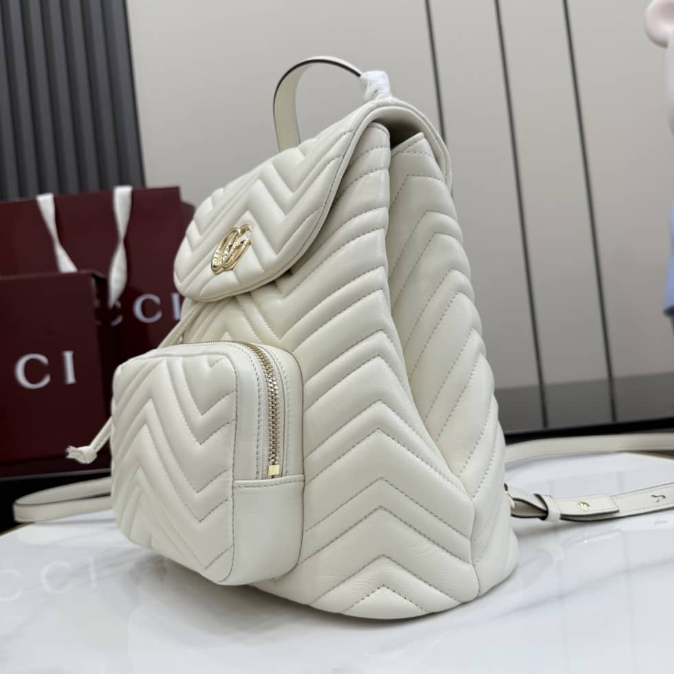 Gucci Marmont Leather Small White Backpack_2_155821 Gucci Marmont Leather Small White Backpack