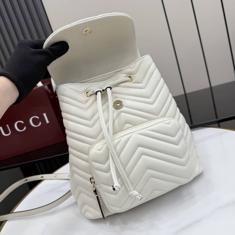 Gucci Marmont Leather Small White Backpack_6_155821 Gucci Marmont Leather Small White Backpack