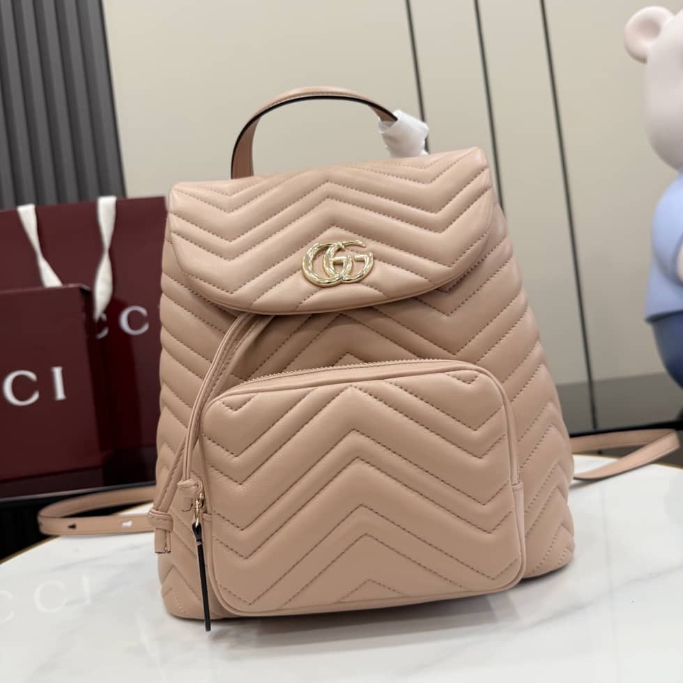 Gucci Marmont Leather Small Pink Backpack_10_155831 Gucci Marmont Leather Small Pink Backpack
