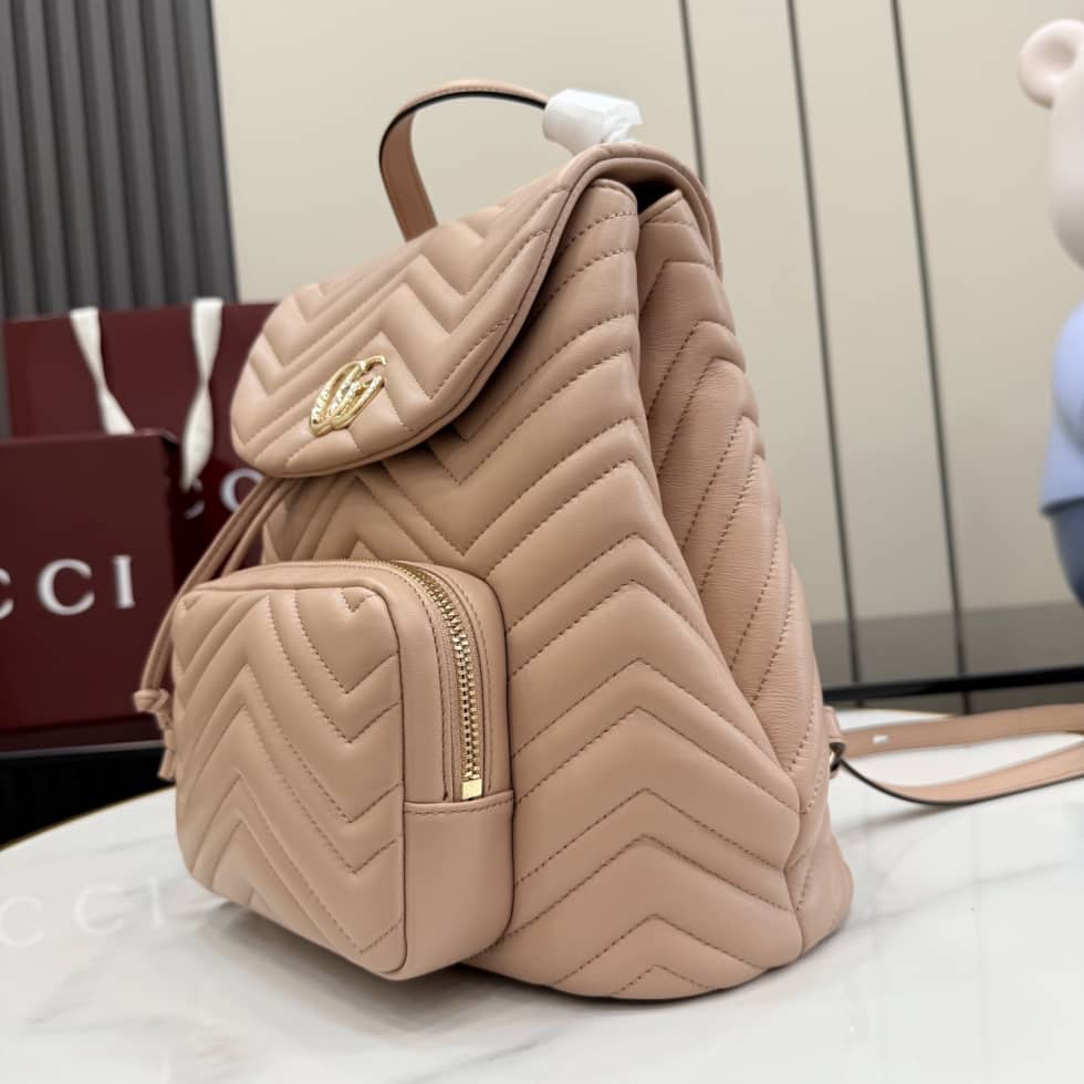 Gucci Marmont Leather Small Pink Backpack_2_155831 Gucci Marmont Leather Small Pink Backpack