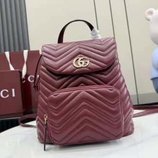 Gucci Marmont Leather Small Burgundy Backpack