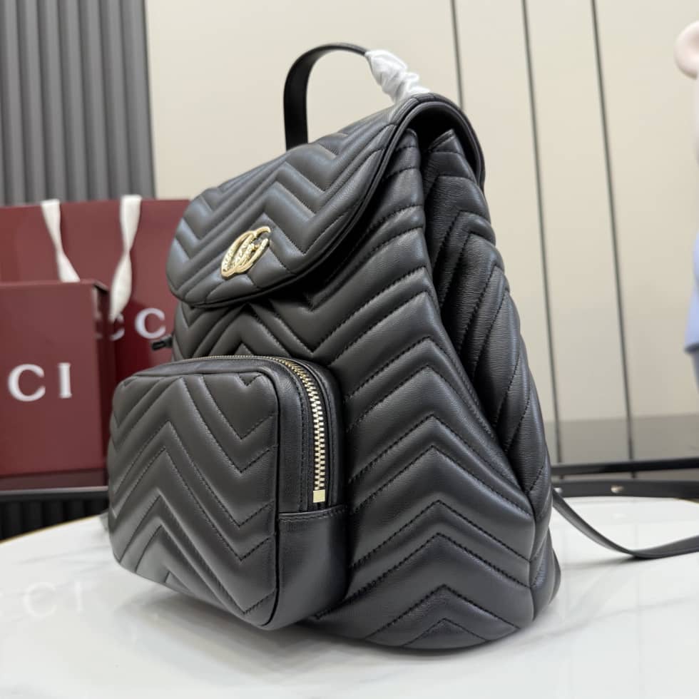 Gucci Marmont Leather Small Black Backpack_2_155851 Gucci Marmont Leather Small Black Backpack