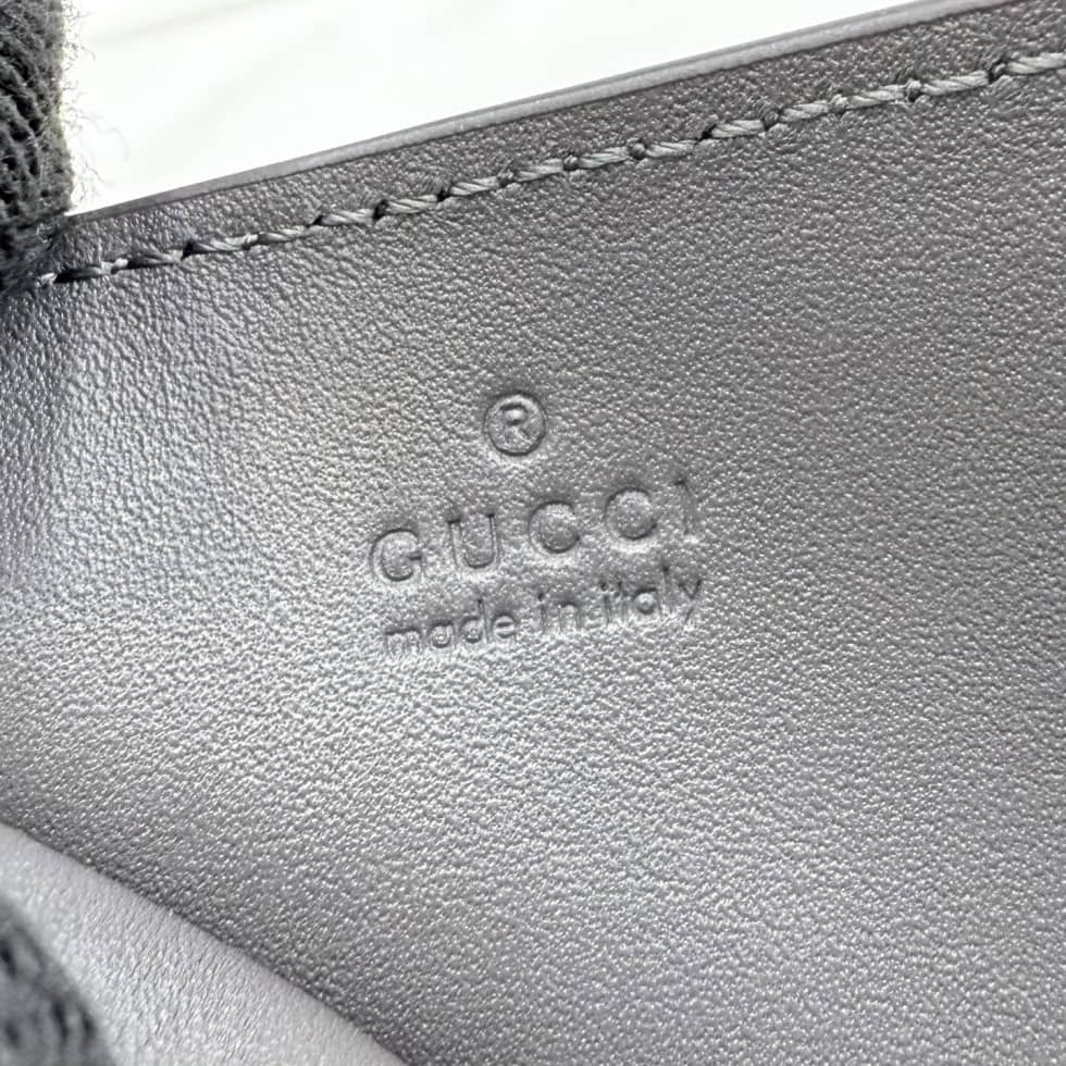 Gucci GG Emblem Embossed Leather Card Holder Gray_5_155861 Gucci GG Emblem Embossed Leather Card Holder Gray