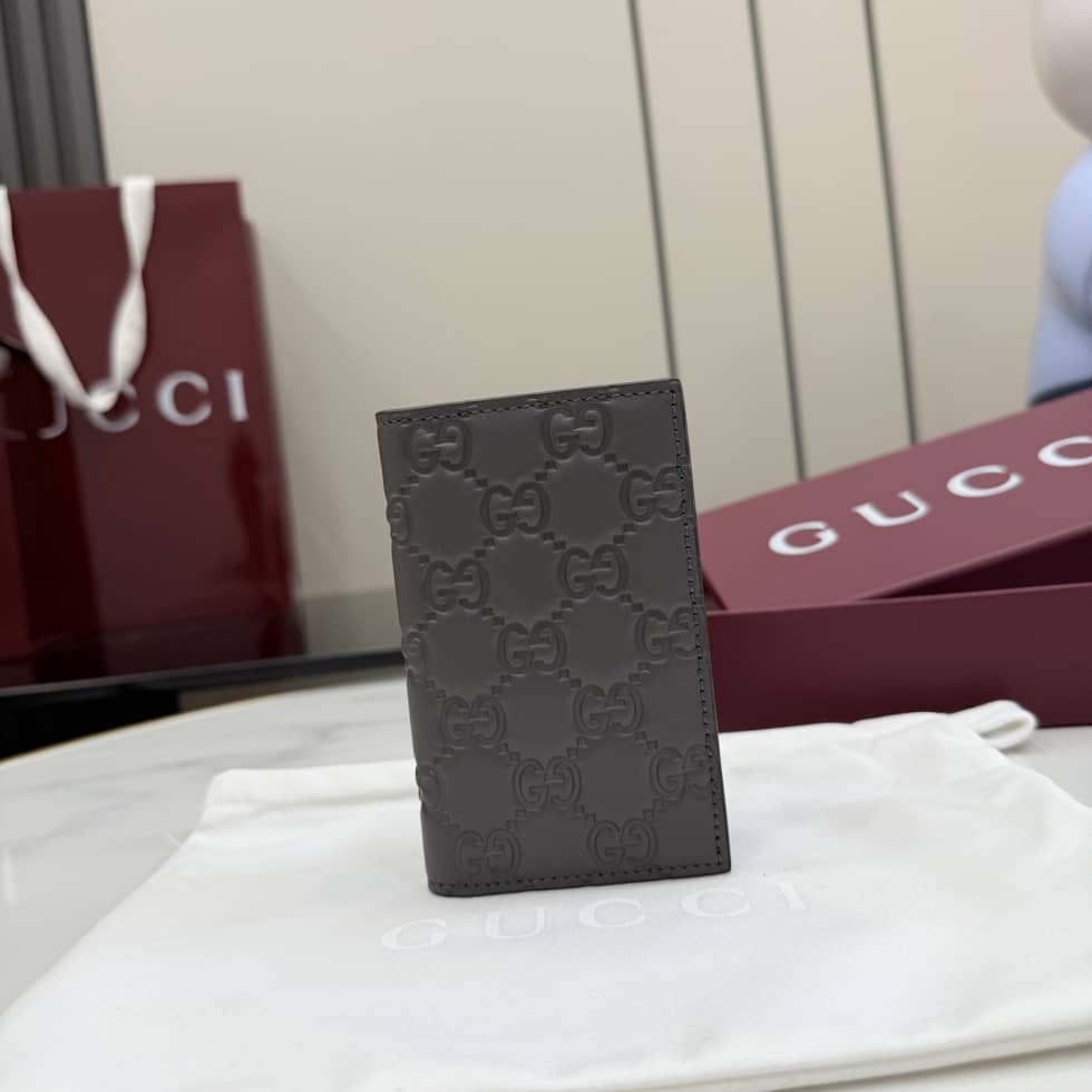 Gucci GG Emblem Gray Card Case 850183_10_155871 Gucci GG Emblem Gray Card Case 850183