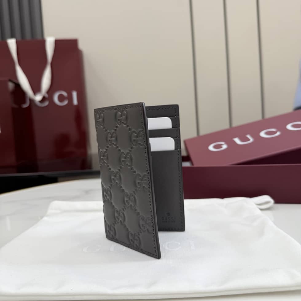 Gucci GG Emblem Gray Card Case 850183_3_155871 Gucci GG Emblem Gray Card Case 850183