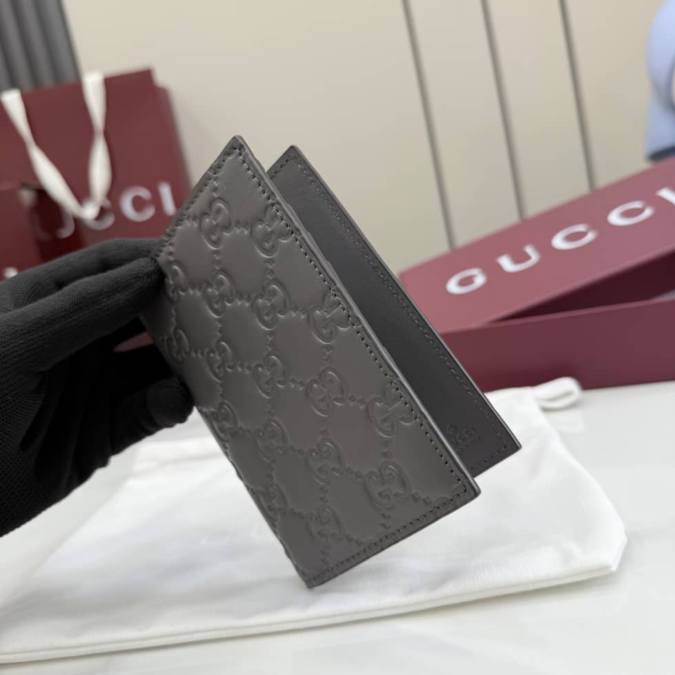 Gucci GG Emblem Passport Case Gray 850184_4_155881 Gucci GG Emblem Passport Case Gray 850184