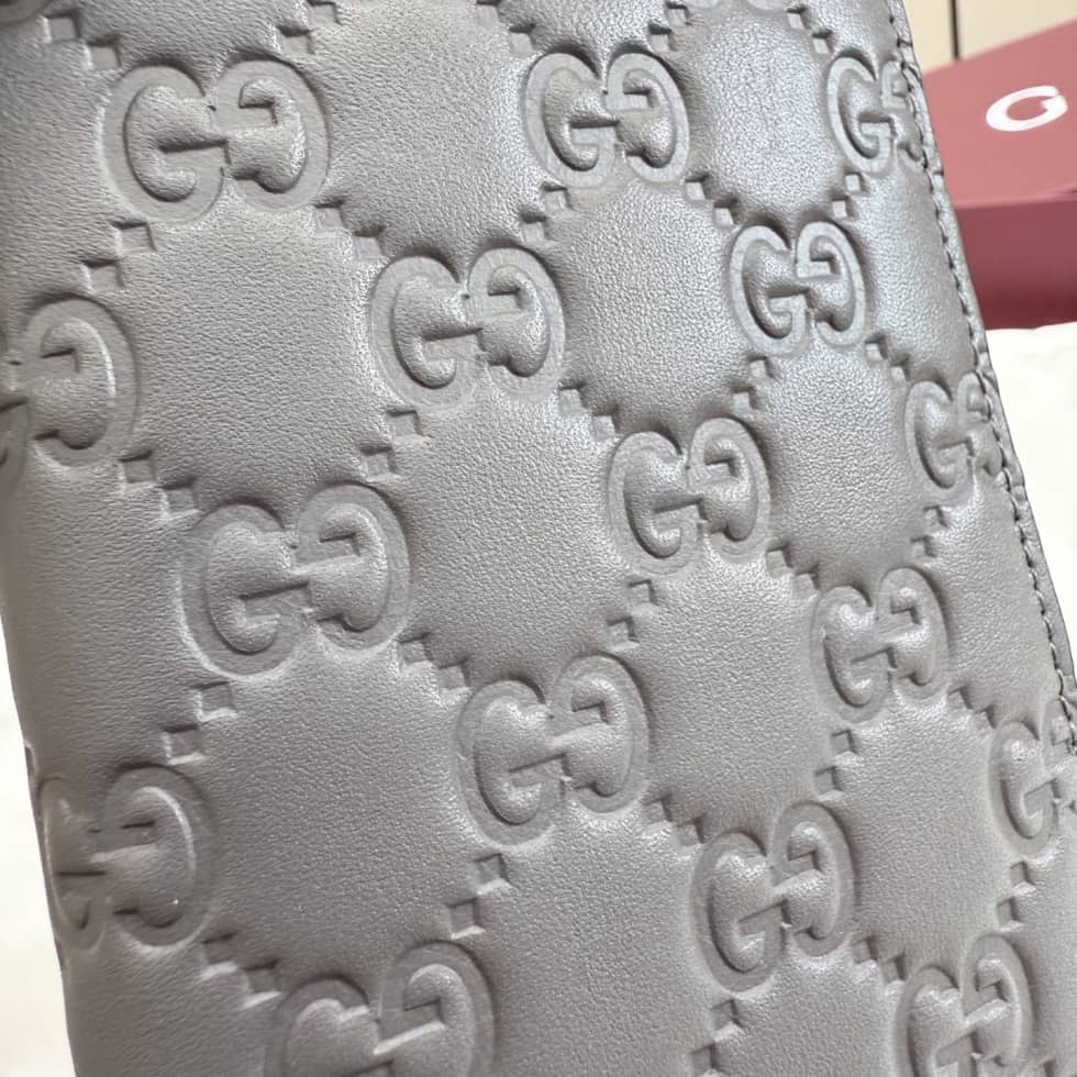 Gucci GG Emblem Passport Case Gray 850184_5_155881 Gucci GG Emblem Passport Case Gray 850184