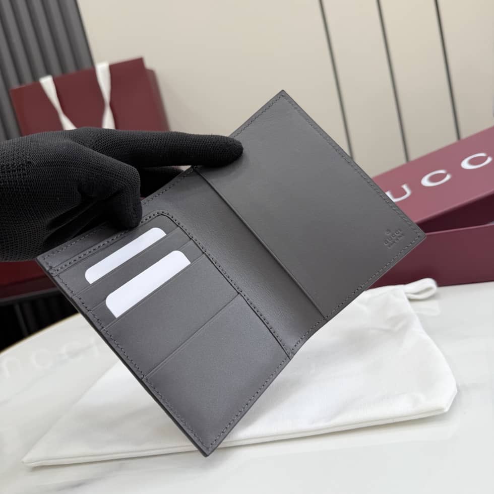 Gucci GG Emblem Passport Case Gray 850184_7_155881 Gucci GG Emblem Passport Case Gray 850184