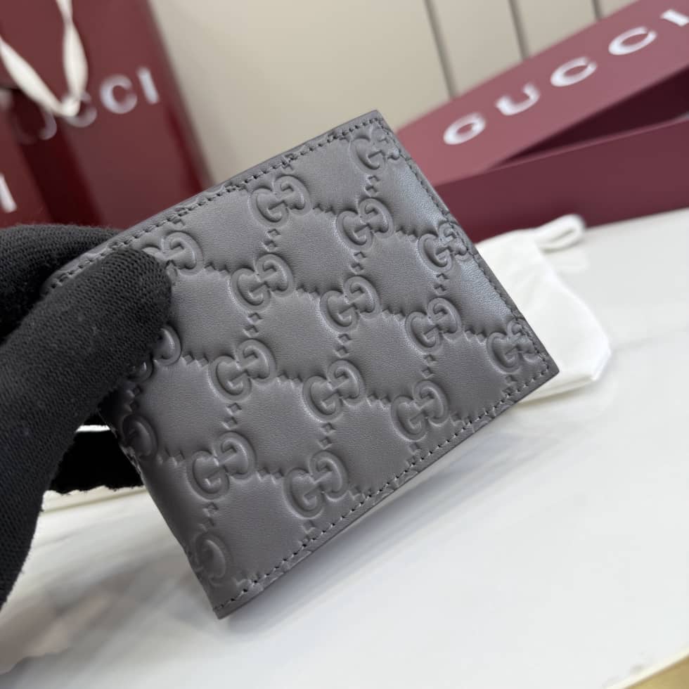 Gucci GG Emblem Coin Wallet For Men Gray 850177_4_155901 Gucci GG Emblem Coin Wallet For Men Gray 850177
