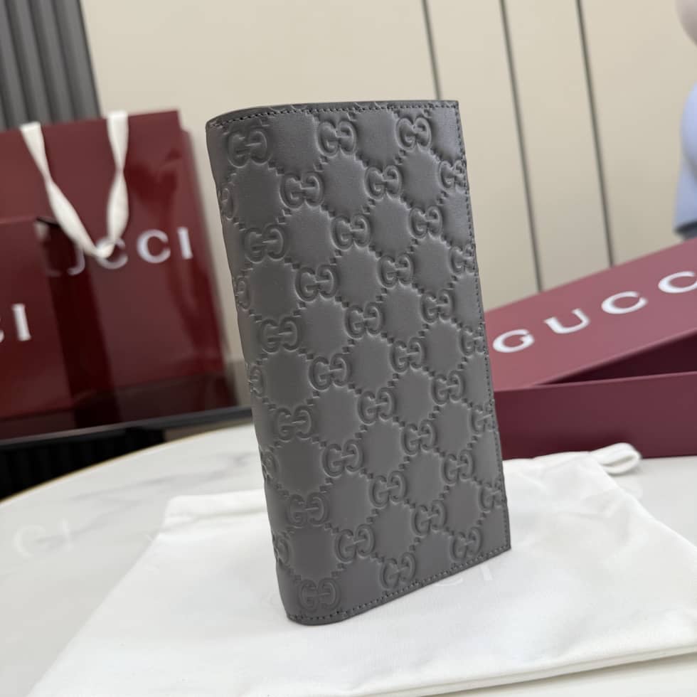 Gucci GG Emblem Gray Long Wallet 850178_1_155911 Gucci GG Emblem Gray Long Wallet 850178