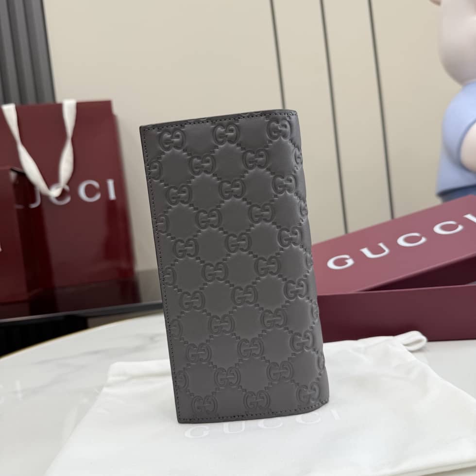 Gucci GG Emblem Gray Long Wallet 850178_2_155911 Gucci GG Emblem Gray Long Wallet 850178
