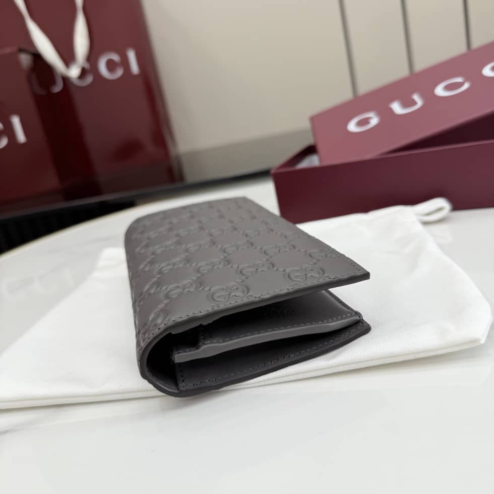 Gucci GG Emblem Gray Long Wallet 850178_3_155911 Gucci GG Emblem Gray Long Wallet 850178
