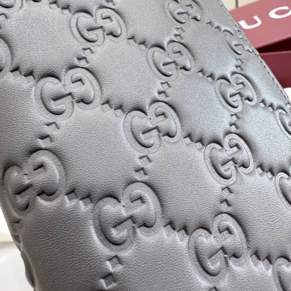 Gucci GG Emblem Gray Long Wallet 850178_4_155911 Gucci GG Emblem Gray Long Wallet 850178