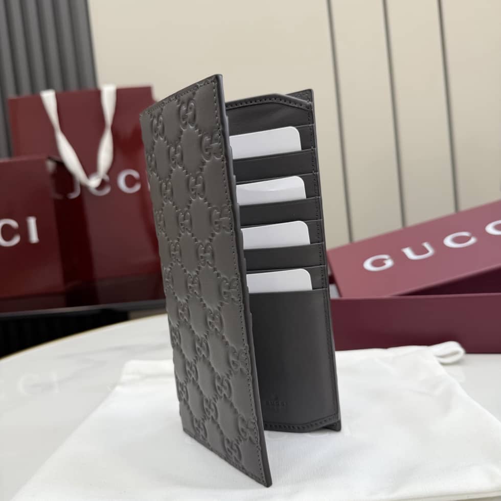 Gucci GG Emblem Gray Long Wallet 850178_6_155911 Gucci GG Emblem Gray Long Wallet 850178