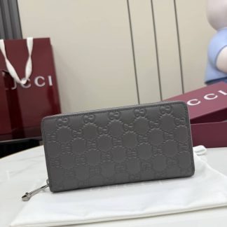 Gucci GG Emblem Zip Around Wallet Gray 860868