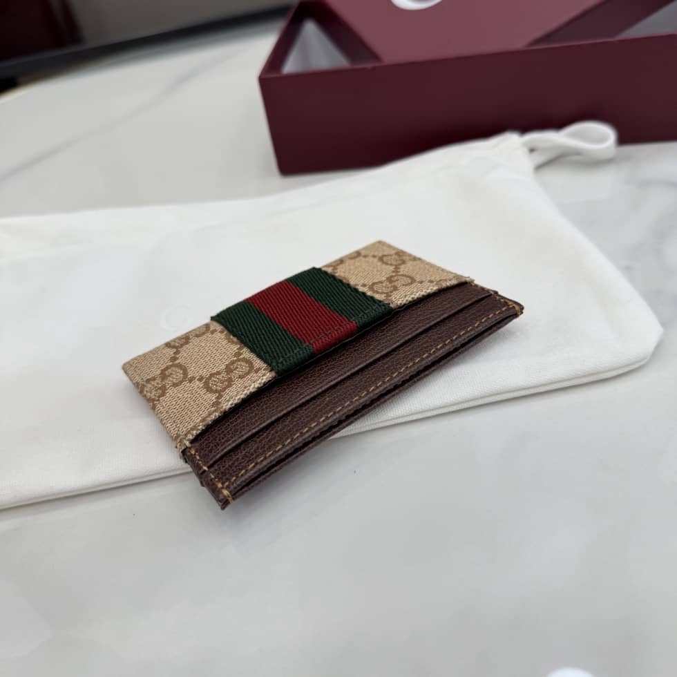 Gucci GG Canvas Brown Card case with Web 876043_3_155931 Gucci GG Canvas Brown Card case with Web 876043