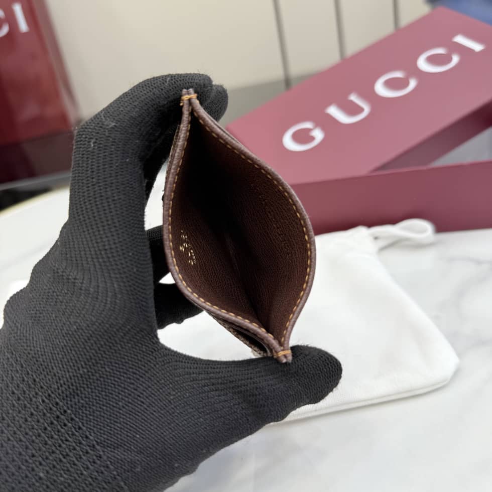 Gucci GG Canvas Brown Card case with Web 876043_7_155931 Gucci GG Canvas Brown Card case with Web 876043