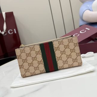 Gucci Long Wallet With Web Beige 876047