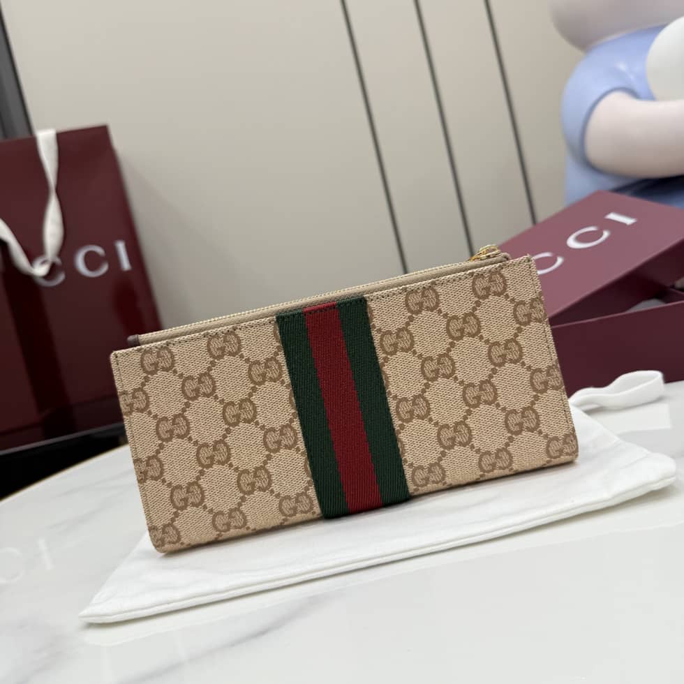 Gucci Long Wallet With Web Beige 876047_1_156021 Gucci Long Wallet With Web Beige 876047
