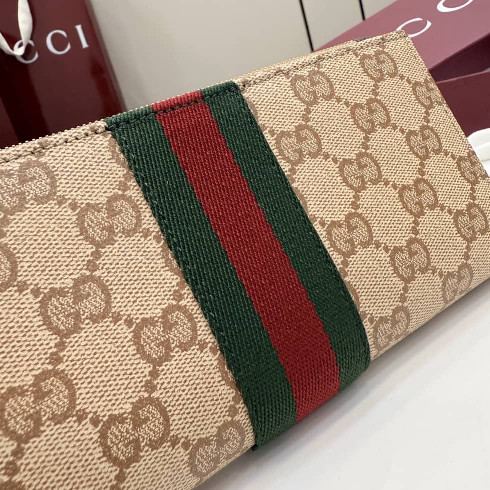 Gucci Long Wallet With Web Beige 876047_5_156021 Gucci Long Wallet With Web Beige 876047