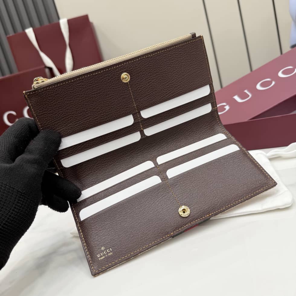 Gucci Long Wallet With Web Beige 876047_7_156021 Gucci Long Wallet With Web Beige 876047