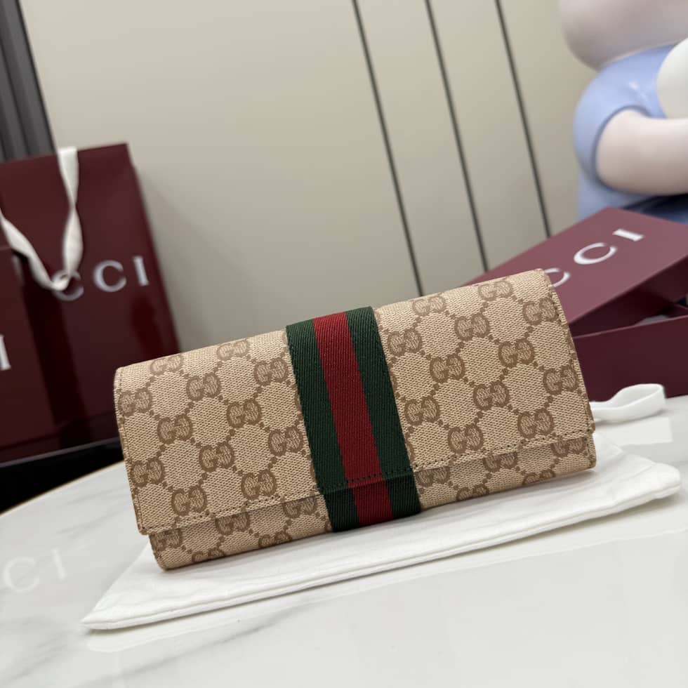 Gucci Long Wallet With Web For Women Beige 876048_10_156031 Gucci Long Wallet With Web For Women Beige 876048