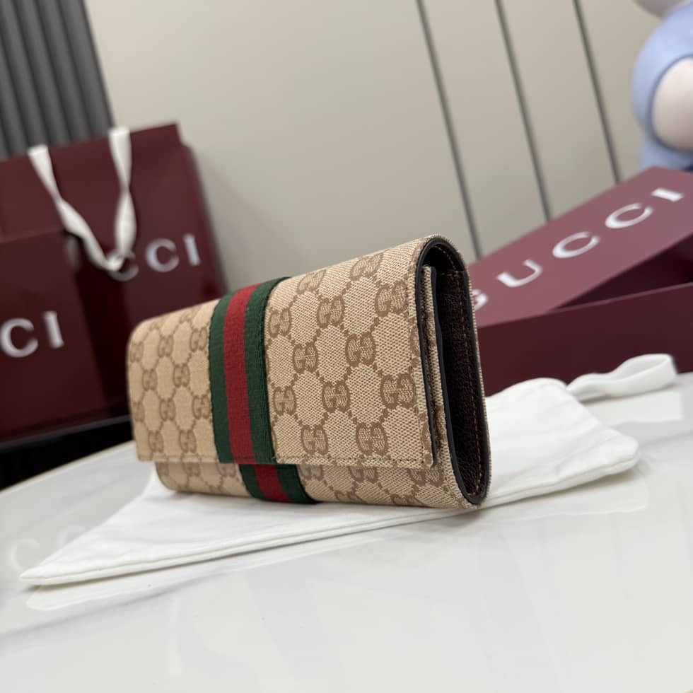 Gucci Long Wallet With Web For Women Beige 876048_2_156031 Gucci Long Wallet With Web For Women Beige 876048