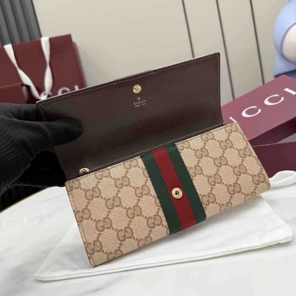 Gucci Long Wallet With Web For Women Beige 876048_6_156031 Gucci Long Wallet With Web For Women Beige 876048
