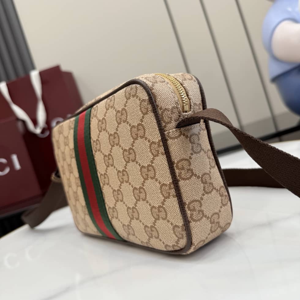 Gucci GG Mini Shoulder Bag With Web Beige 876391_2_156041 Gucci GG Mini Shoulder Bag With Web Beige 876391